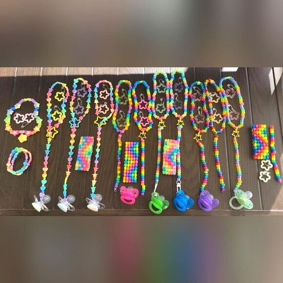 kawaii Kandi Kid Pacifier Rave Party Perler drop star Adjustable jewelry sets. - Picture 1 of 1